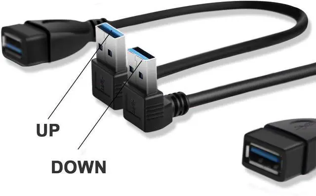 Alt view image 7 of 7 - SuperSpeed USB 3.0 Male to Female Extension Data Cable Up and Down Angle 2PCS for PC Laptop etc..(20CM 8IN)