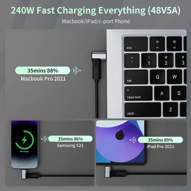 Alt view image 2 of 7 - USB-C Adapter 2 Pack with 4 Connector Tips Detachable USB C Adapter 240W 90 Degree Magnetic USB C Extender Compatible with Thunderbolt 3/4 USB4 40Gbps 8K 60Hz MacBook Pro/Air Laptop PC