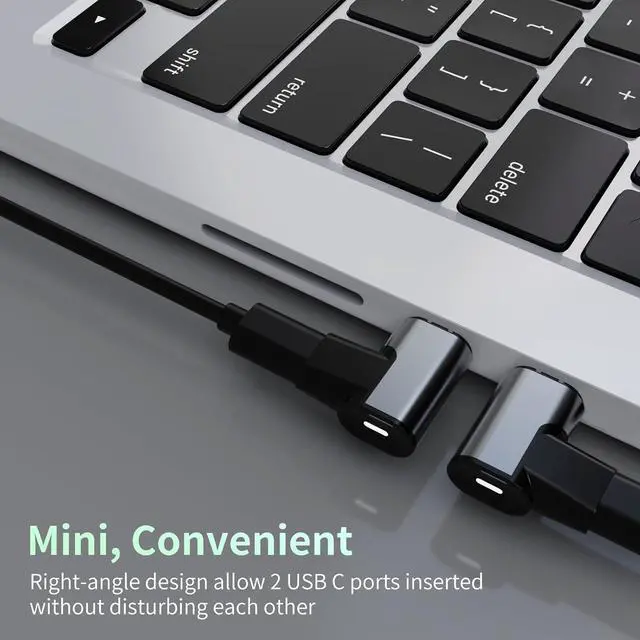 Alt view image 4 of 7 - USB-C Adapter 2 Pack with 4 Connector Tips Detachable USB C Adapter 240W 90 Degree Magnetic USB C Extender Compatible with Thunderbolt 3/4 USB4 40Gbps 8K 60Hz MacBook Pro/Air Laptop PC