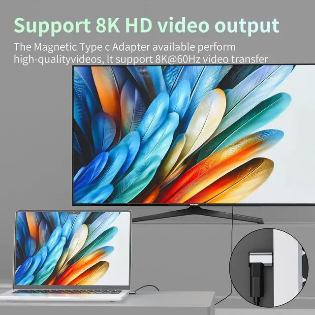 Alt view image 6 of 7 - USB-C Adapter 2 Pack with 4 Connector Tips Detachable USB C Adapter 240W 90 Degree Magnetic USB C Extender Compatible with Thunderbolt 3/4 USB4 40Gbps 8K 60Hz MacBook Pro/Air Laptop PC