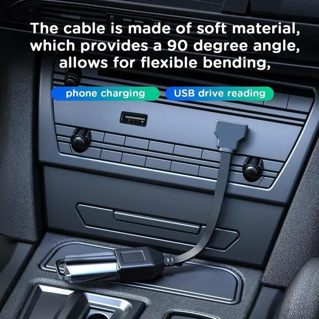 Alt view image 7 of 7 - 2PCS 90 Degree USB2.0 Extension Cable Flat Right Angle Male to Female USB Cable Soft 4 Inch-10CM UP Angle + Down Angle on Each for Car Carplay