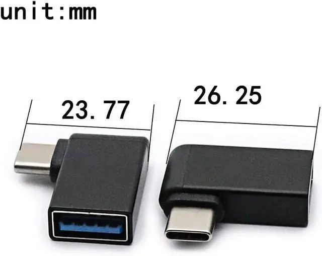 Alt view image 5 of 5 - Right Angle USB C to USB 3.0 Adapter 90 Degree Type C Male to USB A 3.0 Female Converter On The Go(OTG) for Smartphone Laptops Mouse Keyboards More USB and Type-C Devices (2 Pack)