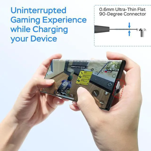 Alt view image 2 of 7 - USB C Charger Cable 60W 3.3ft Type C Charging Cable Flat 90-Degree C-Port High-Speed Data Transfer Compatible with  S23/S22/S21 iPhone 15 Pro/Pro Max MacBook Air/Pro etc.