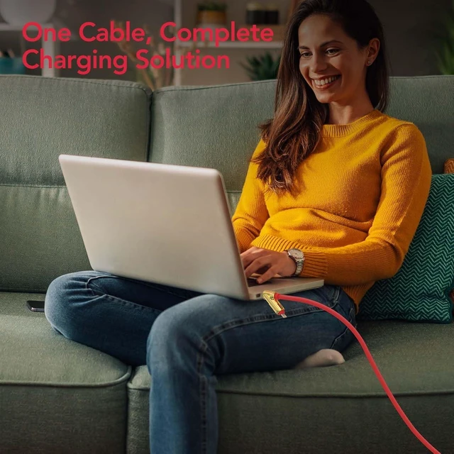 Alt view image 6 of 7 - 240W 4-in-1 Fast Charging Cable Red 6.6FT