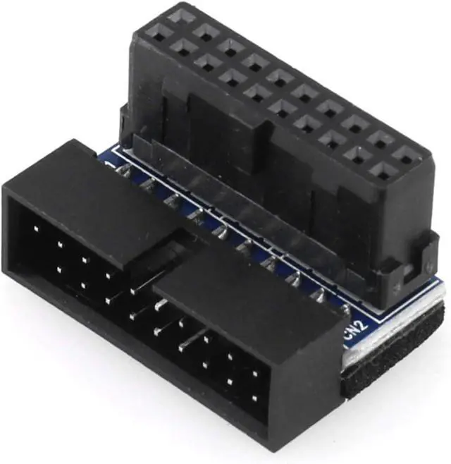 Alt view image 2 of 5 - USB 3.0 90 Degree Adapter Black USB 3.0 19Pin/20Pin Male to Female L Turn Right Angle Power Adapter Motherboard Down Angled