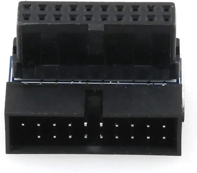 Alt view image 3 of 5 - USB 3.0 90 Degree Adapter Black USB 3.0 19Pin/20Pin Male to Female L Turn Right Angle Power Adapter Motherboard Down Angled