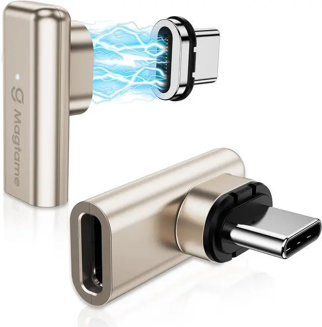 Main image of 2Pack 240W Magnetic Right Angle USB C Male to USB C Female Adapter 90 Degree Type C Adapter Extender 40Gbps 4K Video for USB 4 Steam Deck ROG Ally Switch PC Tablet iPhone 15
