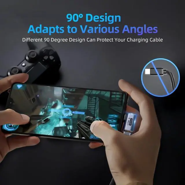 Alt view image 2 of 6 - USB C 90 Degree Adapter (2 Pack) 40Gbps Data Transfer USB Type C Male to Female Right Angle Extender for Steam Deck Switch Thunderbolt4 Laptop Mobile Phone Tablet