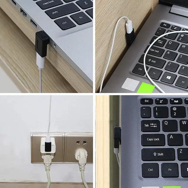 Alt view image 6 of 7 - 2 Pack USB-C Female to USB Male Adapter USB C to USB 3.1 90Angle Data Transfer Converter Coupler 10Gbps Adapter Compatible with Mbook Notebook Tablet Smartphon(Left and Right)