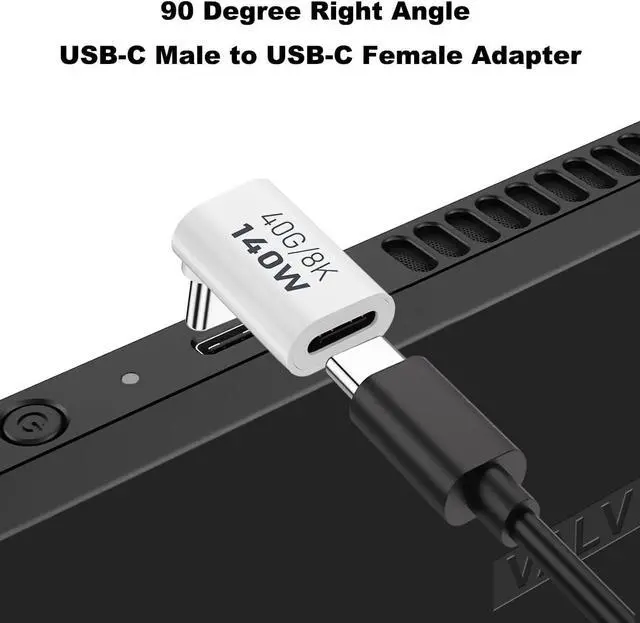 Alt view image 2 of 6 - 90 Degree USB-C Male to Female Adapter 2 Pack Right Angle 140W Type-C Adapter Extender for Steam Deck ROG Ally Switch Notebook Computers Tablet and Mobile Phones (White)