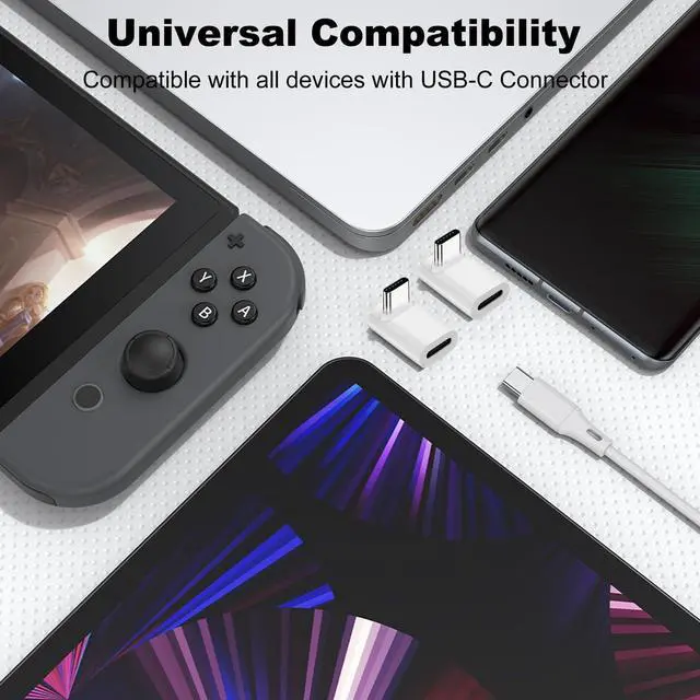 Alt view image 5 of 6 - 90 Degree USB-C Male to Female Adapter 2 Pack Right Angle 140W Type-C Adapter Extender for Steam Deck ROG Ally Switch Notebook Computers Tablet and Mobile Phones (White)