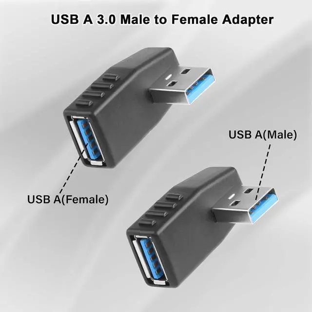 Alt view image 2 of 7 - 90 Degree USB 3.0 Adapter USB A 3.0 Male to Female Adapter Right Angle USB A Extender Adapter Supports Charging/Transfer for Laptop Mobile Power Mouse USB Stick 2Pcs (Right Angle)