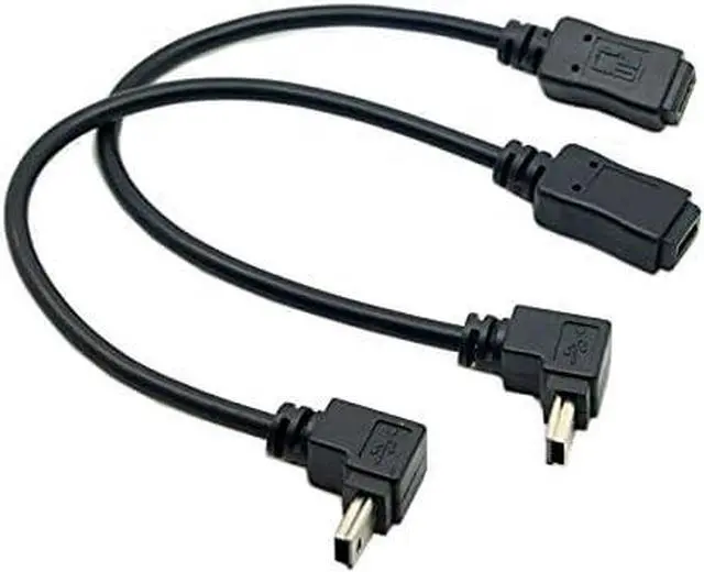 Main image of 2pcs 90 Degree Up & Down Direction Angled Mini USB 5 Pin Male to Female Extension Cable 0.2m