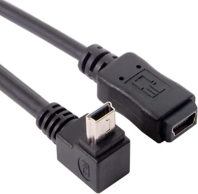 Alt view image 2 of 5 - 2pcs 90 Degree Up & Down Direction Angled Mini USB 5 Pin Male to Female Extension Cable 0.2m