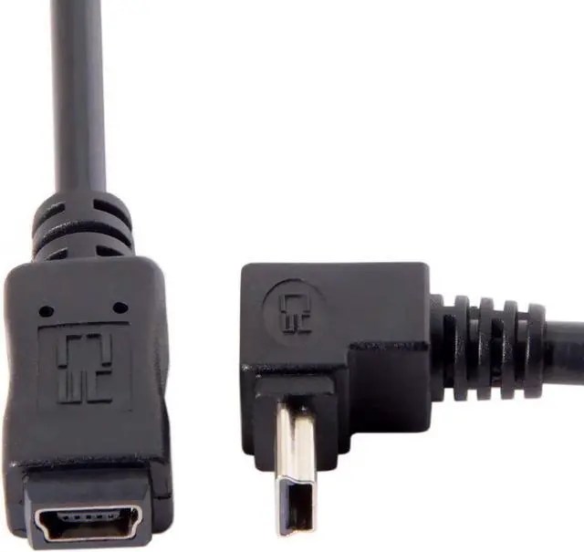 Alt view image 5 of 5 - 2pcs 90 Degree Up & Down Direction Angled Mini USB 5 Pin Male to Female Extension Cable 0.2m