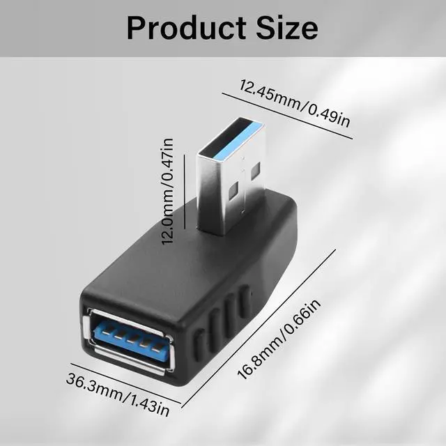 Alt view image 7 of 7 - 90 Degree USB 3.0 Adapter USB A 3.0 Male to Female Adapter Right Angle USB A Extender Adapter Supports Charging/Transfer for Laptop Mobile Power Mouse USB Stick 2Pcs (Right Angle)
