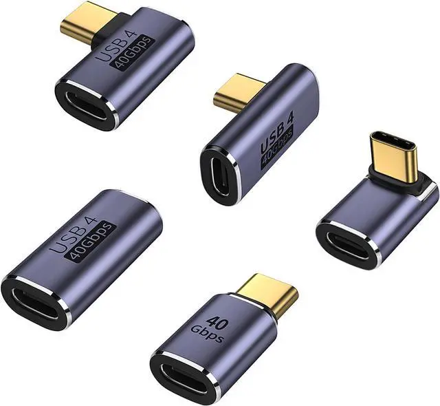 Main image of 5 Pack USB C Adapter 90 Degree Up&Down Left&Right Angle USB Type C Male to Female Extender Female to Female Coupler for Steam Deck ROG Ally Switch MacBook Pro/Air and More (Purple)