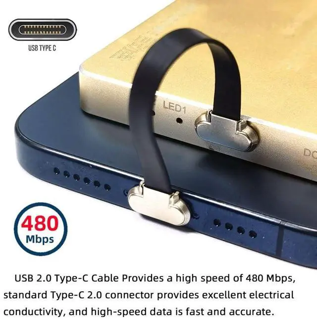Alt view image 3 of 7 - USB C Short Flat Cable USB 2.0 Type C Dual 90 Degree Angled PD 65W Fast Charge Data Extension 75MM Cable