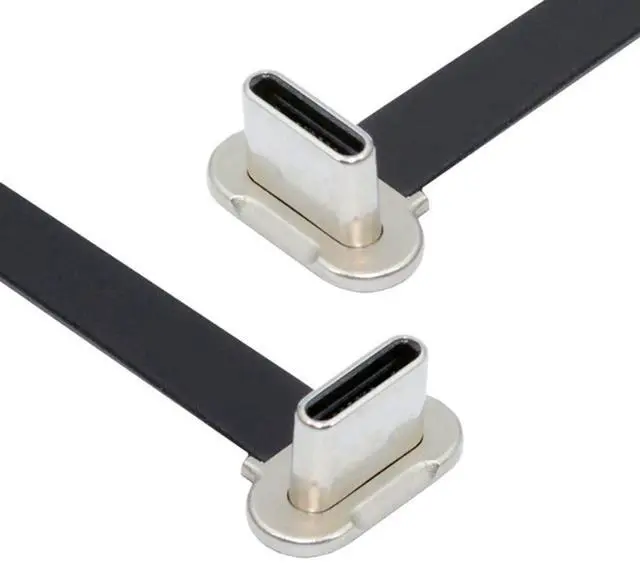 Alt view image 7 of 7 - USB C Short Flat Cable USB 2.0 Type C Dual 90 Degree Angled PD 65W Fast Charge Data Extension 75MM Cable