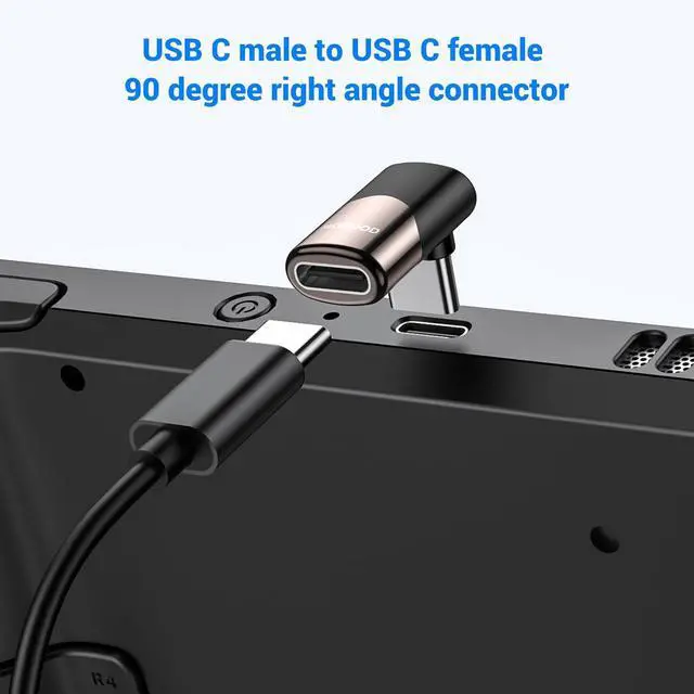 Alt view image 2 of 6 - 90 Degree Adapter C Male to C Female USB C Extender Adapter Type-C Data Transmission PD100W fastcharging and 8K@60Hz Video Pass Throughfor steam Deck Accessories and More Type C Devices