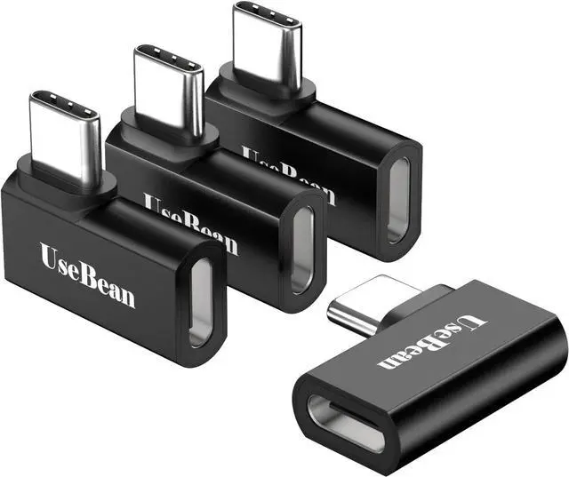 Main image of USB-C 90 Degree Adapter 4Pack USB C Right Angle Adapter 100W 20Gbps 4K Video USBC Male to Female USBC L Shape Extender for iPhone 16 MacBook ROG Ally Steam Deck Switch Galaxy S25