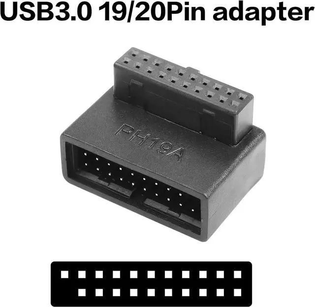 Alt view image 3 of 6 - 2PCS USB 3.0 19/20 Pin 90 Degree Adapte USB 3.0 90 Degree Male to Female L Turn Right Angle Socket Motherboard Adapter(PH19A+PH19B)