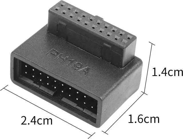 Alt view image 5 of 6 - 2PCS USB 3.0 19/20 Pin 90 Degree Adapte USB 3.0 90 Degree Male to Female L Turn Right Angle Socket Motherboard Adapter(PH19A+PH19B)