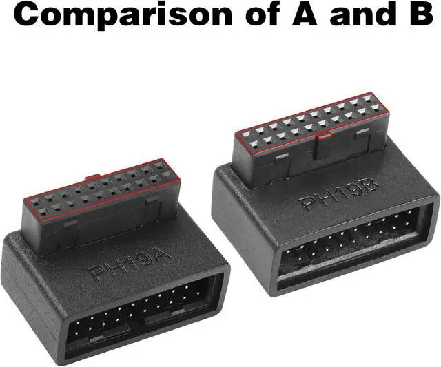 Alt view image 6 of 6 - 2PCS USB 3.0 19/20 Pin 90 Degree Adapte USB 3.0 90 Degree Male to Female L Turn Right Angle Socket Motherboard Adapter(PH19A+PH19B)