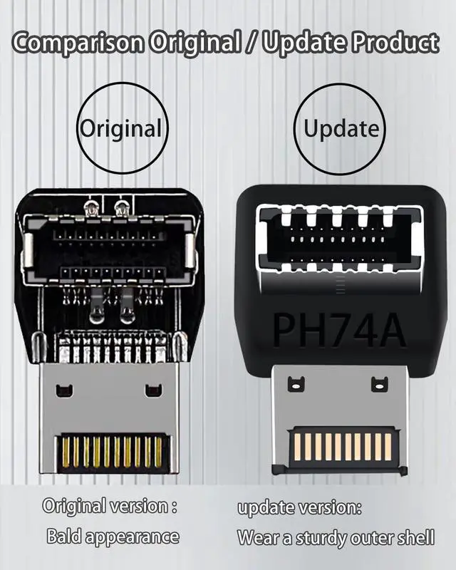 Alt view image 4 of 6 - USB C Motherboard AdapterUSB 3.2 Type E 90 Degree Front Panel Internal Connector Header Converter for Motherboard Black C