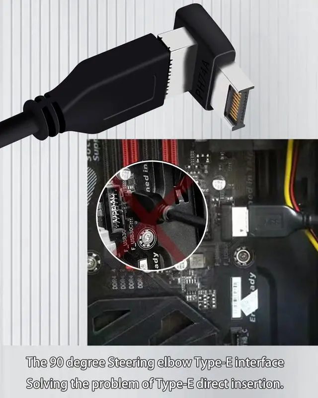 Alt view image 6 of 6 - USB C Motherboard AdapterUSB 3.2 Type E 90 Degree Front Panel Internal Connector Header Converter for Motherboard Black C