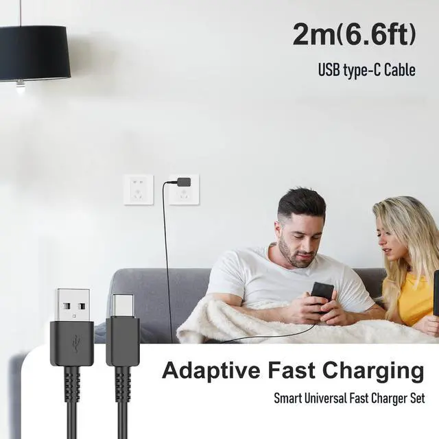 Alt view image 7 of 7 - For Samsung Galaxy S10/S9/S8 2Pack Adaptive Android Charger with USB Type C Fast Charging Cable for Galaxy S8/S9/S10 Plus/S10E/ S20/S20 Plus/S21/S21 Ultra/Note 8/9/10/20