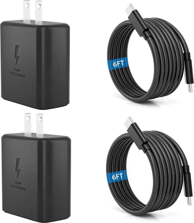 Main image of 2025 New 45W Super Fast Charger Type C USB C Android Charger with C to C 6FT Long Type C Fast Charging Cable 2Pack for  Galaxy S25/S25+/S25 Ultra/S24/S24+/S24 Ultra/S23/S23+/S23 Ultra/S22/S21