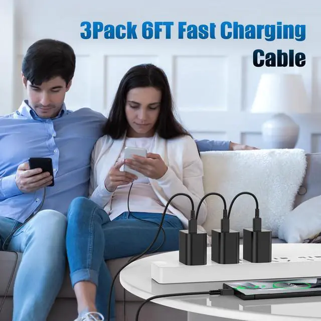 Alt view image 7 of 7 - 3Pack 45W USB C Charger for  Galaxy S24 Ultra Super Quite Fast Charging Type C Block with 6FT C to C Cord for  Galaxy Tab S9 S8 S23 Ultra S22 Ultra S23 S22 S21 Note 10 Plus 20