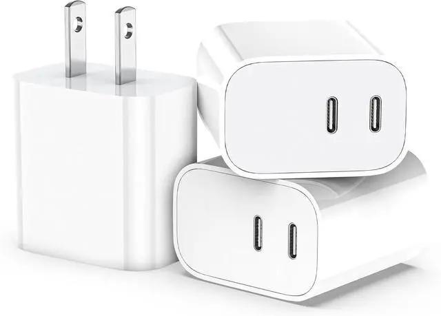 Main image of USB C Charger Block 3-Pack Dual Port USB C Fast Charging BlockType C Wall Charger Plug for iPhone 16/15/14/13/12/11/ Pro Max/Plus/Xs Max/XR/X iPad Pro (20W)