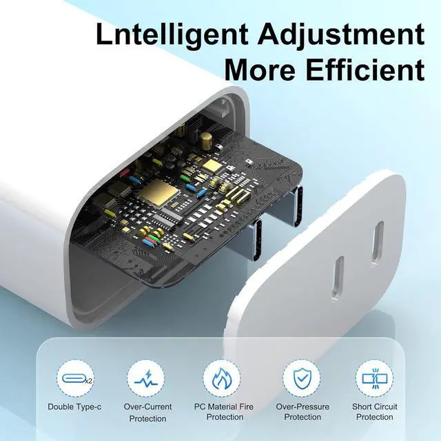 Alt view image 3 of 7 - USB C Charger Block 3-Pack Dual Port USB C Fast Charging BlockType C Wall Charger Plug for iPhone 16/15/14/13/12/11/ Pro Max/Plus/Xs Max/XR/X iPad Pro (20W)