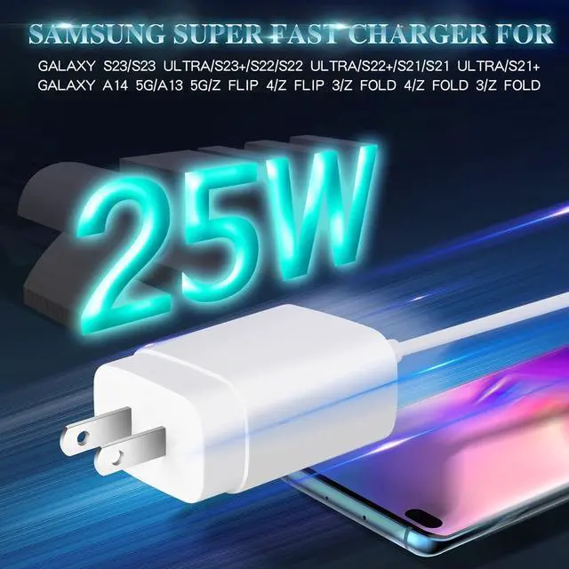 Alt view image 2 of 6 - Super Fast Charger  Charger Fast Charging Block 2Pack 25W  USB C Wall Charger 10FT Quick USBC Cable for  Galaxy S25 Ultra/S24/S23/S22/S21/S20/A14/A54/Z Fold 6/5/Z Flip 6/5