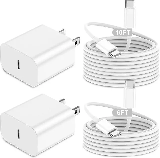 Main image of for iPhone 16 15 Charger Fast Charging 20W 2Pack USB-C Wall Charger Block with 10ft&6ft Type C to USB C Cable Work for iPhone 16/16 Pro/16 Pro Max/16 Plus/15/15 Plus/15 Pro/15 Pro Max