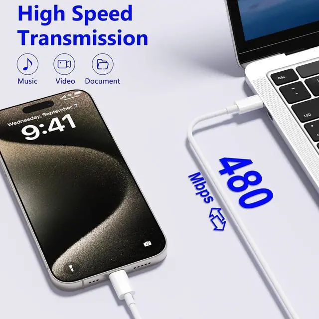 Alt view image 4 of 7 - for iPhone 16 15 Charger Fast Charging 20W 2Pack USB-C Wall Charger Block with 10ft&6ft Type C to USB C Cable Work for iPhone 16/16 Pro/16 Pro Max/16 Plus/15/15 Plus/15 Pro/15 Pro Max