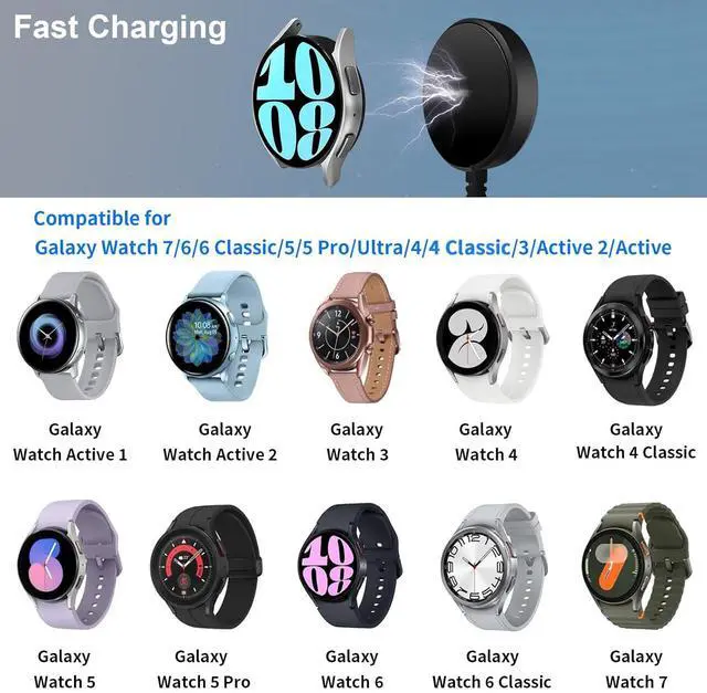 Alt view image 4 of 7 - Upgraded 2 in 1 USB C/A Charger for  Galaxy Watch 7/6/6 Classic/5/5 Pro/4/4 Classic/3/Active 2/Active 1/Ultra/Fe Fast Charging Galaxy Watch Charger for  Galaxy Watch 3.4Ft 2Pack