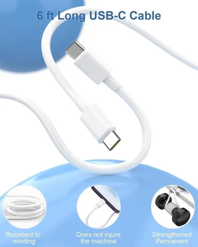 Alt view image 3 of 7 - iPhone 16 15 Charger 2-Pack 20W Type C Charger Fast Charging with 2-Pack 6FT USB-C to C Cable - White for iPhone 16 iPhone 15 iPad  | Durable Type C Charger for Home Office Travel