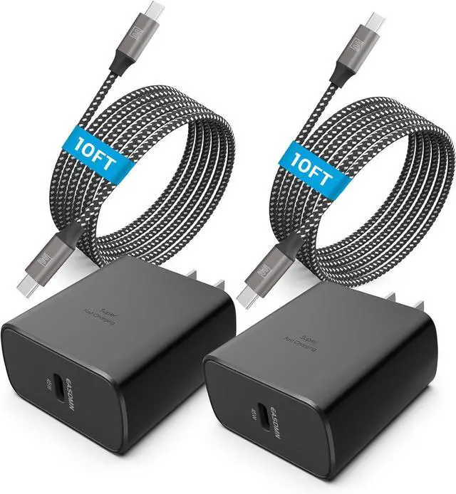 Main image of 45W Super Fast Charger Type C [2 Pack] 45 Watt USB-C Charger PD/PPS Wall Charging Block for  Galaxy S25 Ultra/S25+/S25/S24/S23 Ultra/S23+/S22 Ultra/S22+/S20 Ultra Tab S8(with 2X 10ft Cable)