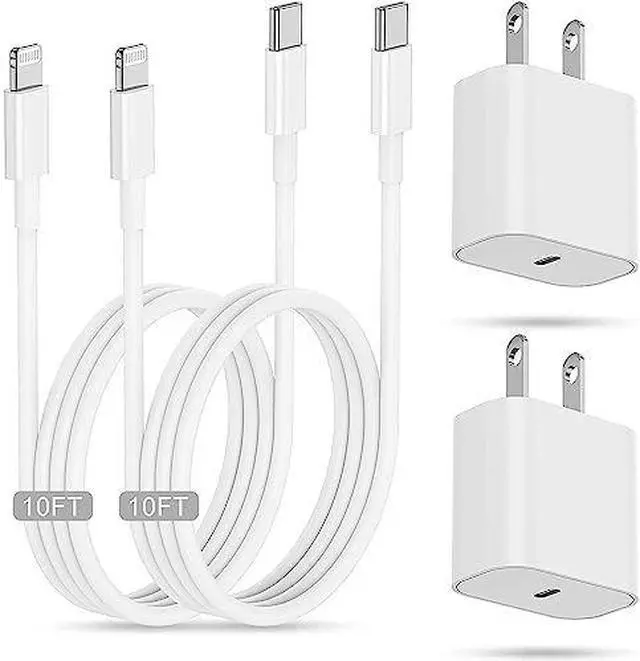 Main image of for iPhone Fast Charging Block with 10ft Cable for  Certified 2Pack Wall Charger Plug and USB C to Lightning Cord Long Type C Power Adapter Cube Brick for  iPhone 14 ProMax/13 Pro/12 Mini/11
