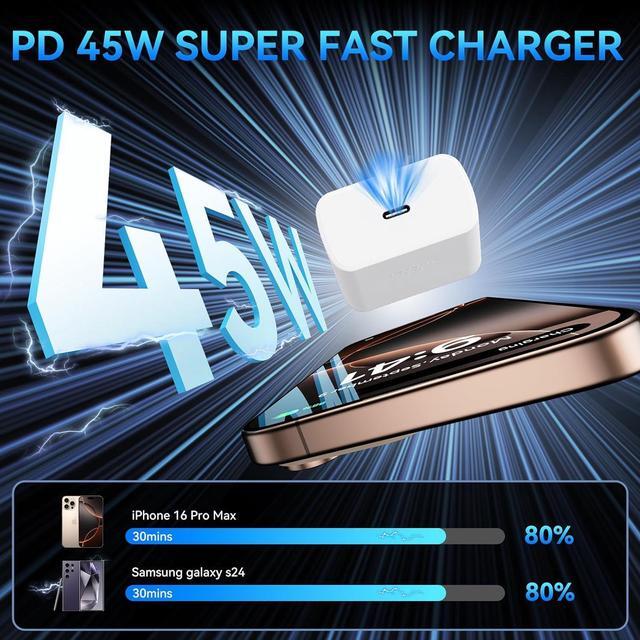 Alt view image 2 of 7 - iPhone 16 Pro Max Charger Fast Charging 45W Super Fast USB C iPhone 16 Charger Block with 10FT Long Charging Cord Cable for iPhone 16 Pro Max/16 Pro/16/16 Plus 15 Pro Max/15 Pro/15 Android Phone