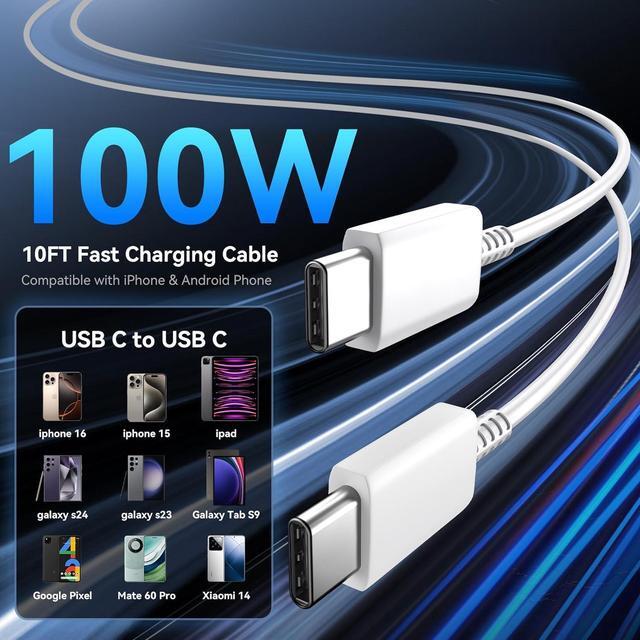 Alt view image 5 of 7 - iPhone 16 Pro Max Charger Fast Charging 45W Super Fast USB C iPhone 16 Charger Block with 10FT Long Charging Cord Cable for iPhone 16 Pro Max/16 Pro/16/16 Plus 15 Pro Max/15 Pro/15 Android Phone