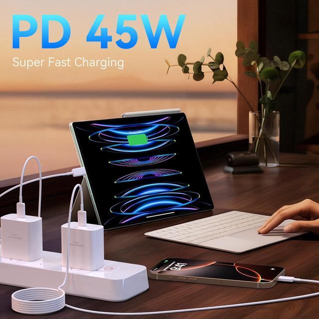 Alt view image 7 of 7 - iPhone 16 Pro Max Charger Fast Charging 45W Super Fast USB C iPhone 16 Charger Block with 10FT Long Charging Cord Cable for iPhone 16 Pro Max/16 Pro/16/16 Plus 15 Pro Max/15 Pro/15 Android Phone