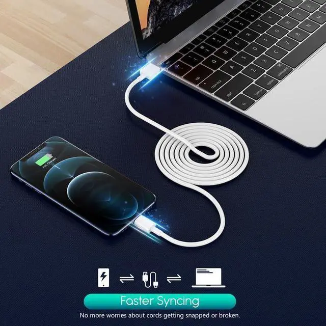 Alt view image 3 of 7 - iPhone Charger Extra Long 2 Pack 10FT Lightning Cable Cube i Phone 12 Charger Charging Transfer Cord Cable with USB Plug Wall Charge Block Travel Adapter for iPhone 14/13/12/11/SE2022/8/7/XS/XR/X/iPad