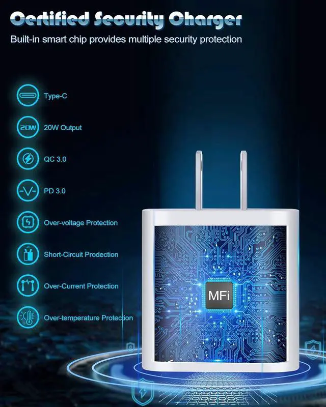 Alt view image 2 of 6 - iPhone Fast Charger  Charger Super Quick iPhone Charger Fast Charging 2Pack 10FT Long Type-C to Lightning Cable Cord USB C Wall Charger Block Adapter for iPhone 14 13 12 11/13Pro Max/12Mini/XS/XR