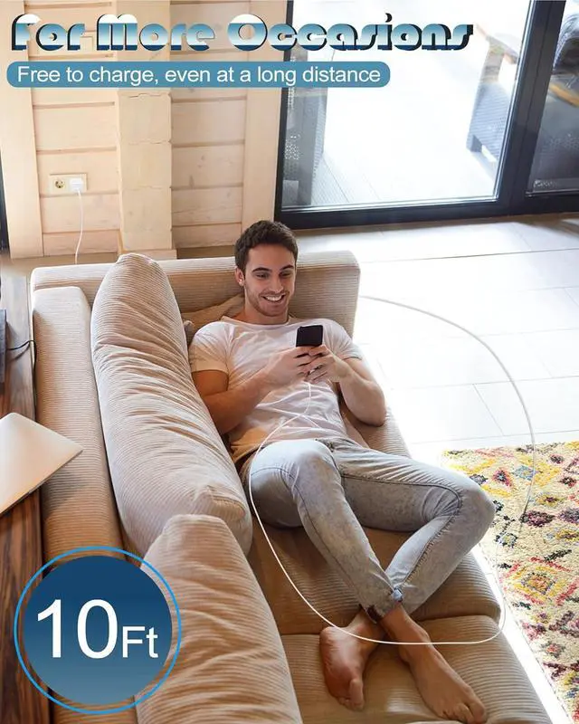 Alt view image 6 of 6 - iPhone Fast Charger  Charger Super Quick iPhone Charger Fast Charging 2Pack 10FT Long Type-C to Lightning Cable Cord USB C Wall Charger Block Adapter for iPhone 14 13 12 11/13Pro Max/12Mini/XS/XR