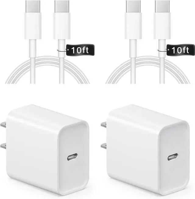 Main image of iPhone 17 16 15 Charger Fast Charging 10FT - 20W USB C Charger Block with Type C Cable Compatible with iPhone 17/17 Pro/17 Pro Max/Air/16/16e/15 iPad Pro Air M3/M2/5/4 11th/10thWhite