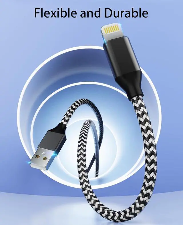 Alt view image 2 of 7 - 3Pack Car iPhone Charger Cable 10FT MFi Certified Lightning Cable Nylon Braided Fast Charging Cord Compatible for iPhone 14 13 12 11 Pro Max XR XS X 8 7 6 Plus SE iPad for Car Charging Cable